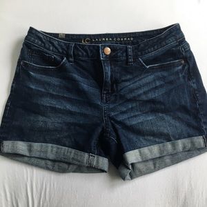 LC Lauren Conrad Cuffed Denim Jean Shorts, Dark
